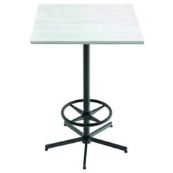 Holland Bar Stool OD21642BWOD36SQWA EnduroTop 36" Square White Ash Wood Laminate Outdoor / Indoor Bar Height Table With Foot Rest Base