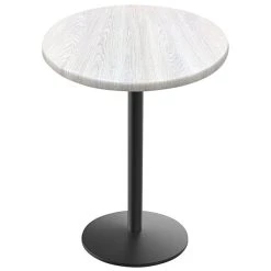 Holland Bar Stool OD214-2242BWOD36RWA EnduroTop 36" Round White Ash Wood Laminate Outdoor / Indoor Bar Height Table With Round Base