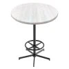 Holland Bar Stool OD21642BWOD36RWA EnduroTop 36" Round White Ash Wood Laminate Outdoor / Indoor Bar Height Table With Foot Rest Base