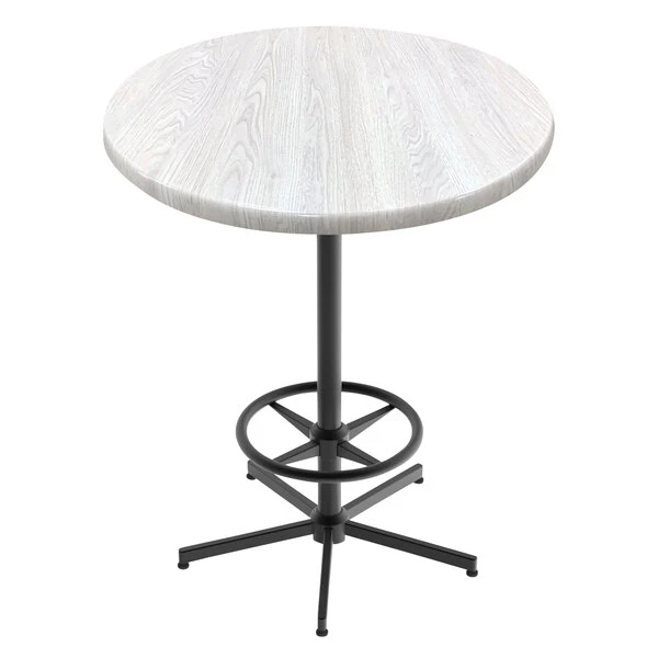 Holland Bar Stool OD21642BWOD36RWA EnduroTop 36" Round White Ash Wood Laminate Outdoor / Indoor Bar Height Table With Foot Rest Base 1 Holland Bar Stool OD21642BWOD36RWA EnduroTop 36" Round White Ash Wood Laminate Outdoor / Indoor Bar Height Table With Foot Rest Base