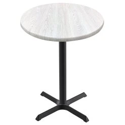 Holland Bar Stool OD211-3042BWOD36RWA EnduroTop 36" Round White Ash Wood Laminate Outdoor / Indoor Bar Height Table With Cross Base