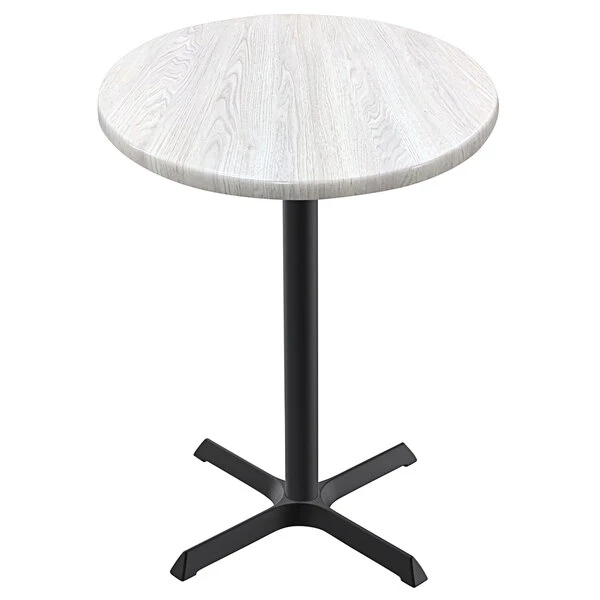 Holland Bar Stool OD211-3042BWOD36RWA EnduroTop 36" Round White Ash Wood Laminate Outdoor / Indoor Bar Height Table With Cross Base 1 Holland Bar Stool OD211-3042BWOD36RWA EnduroTop 36" Round White Ash Wood Laminate Outdoor / Indoor Bar Height Table With Cross Base