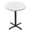Holland Bar Stool OD211-3036BWOD36RWA EnduroTop 36" Round White Ash Wood Laminate Outdoor / Indoor Counter Height Table With Cross Base