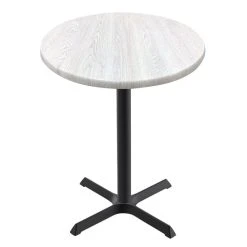 Holland Bar Stool OD211-3036BWOD36RWA EnduroTop 36" Round White Ash Wood Laminate Outdoor / Indoor Counter Height Table With Cross Base