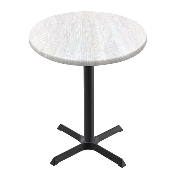 Holland Bar Stool OD211-3030BWOD36RWA EnduroTop 36" Round White Ash Wood Laminate Outdoor / Indoor Standard Height Table With Cross Base 1 Holland Bar Stool OD211-3030BWOD36RWA EnduroTop 36" Round White Ash Wood Laminate Outdoor / Indoor Standard Height Table With Cross Base