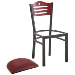 Lancaster Table & Seating Mahogany Finish Bistro Dining Chair With 1 1/2" Burgundy Padded Seat -Zown Shop 2065898
