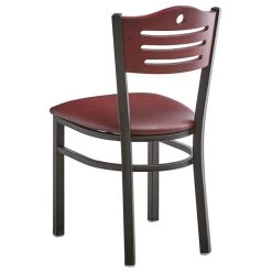 Lancaster Table & Seating Mahogany Finish Bistro Dining Chair With 1 1/2" Burgundy Padded Seat -Zown Shop 2065900