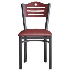 Lancaster Table & Seating Mahogany Finish Bistro Dining Chair With 1 1/2" Burgundy Padded Seat -Zown Shop 2065901