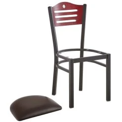 Lancaster Table & Seating Mahogany Finish Bistro Dining Chair With 1 1/2" Dark Brown Padded Seat -Zown Shop 2065908