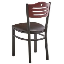 Lancaster Table & Seating Mahogany Finish Bistro Dining Chair With 1 1/2" Dark Brown Padded Seat -Zown Shop 2065910