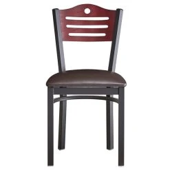Lancaster Table & Seating Mahogany Finish Bistro Dining Chair With 1 1/2" Dark Brown Padded Seat -Zown Shop 2065911
