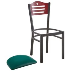 Lancaster Table & Seating Mahogany Finish Bistro Dining Chair With 1 1/2" Green Padded Seat -Zown Shop 2065920