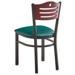 Lancaster Table & Seating Mahogany Finish Bistro Dining Chair With 1 1/2" Green Padded Seat -Zown Shop 2065922