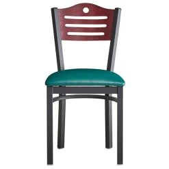 Lancaster Table & Seating Mahogany Finish Bistro Dining Chair With 1 1/2" Green Padded Seat -Zown Shop 2065923