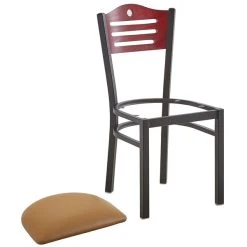 Lancaster Table & Seating Mahogany Finish Bistro Dining Chair With 1 1/2" Light Brown Padded Seat -Zown Shop 2065930