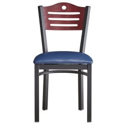 Lancaster Table & Seating Mahogany Finish Bistro Dining Chair With 1 1/2" Navy Padded Seat 9 Lancaster Table & Seating Mahogany Finish Bistro Dining Chair With 1 1/2" Navy Padded Seat -Zown Shop 2065943