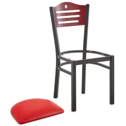 Lancaster Table & Seating Mahogany Finish Bistro Dining Chair With 1 1/2" Red Padded Seat -Zown Shop 2065950
