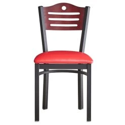 Lancaster Table & Seating Mahogany Finish Bistro Dining Chair With 1 1/2" Red Padded Seat -Zown Shop 2065953
