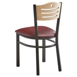 Lancaster Table & Seating Natural Finish Bistro Dining Chair With 1 1/2" Burgundy Padded Seat -Zown Shop 2065976