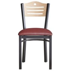 Lancaster Table & Seating Natural Finish Bistro Dining Chair With 1 1/2" Burgundy Padded Seat -Zown Shop 2065977