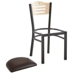 Lancaster Table & Seating Natural Finish Bistro Dining Chair With 1 1/2" Dark Brown Padded Seat -Zown Shop 2065986