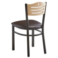 Lancaster Table & Seating Natural Finish Bistro Dining Chair With 1 1/2" Dark Brown Padded Seat -Zown Shop 2065988