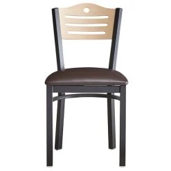 Lancaster Table & Seating Natural Finish Bistro Dining Chair With 1 1/2" Dark Brown Padded Seat -Zown Shop 2065989