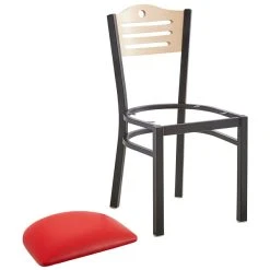 Lancaster Table & Seating Natural Finish Bistro Dining Chair With 1 1/2" Red Padded Seat -Zown Shop 2066026