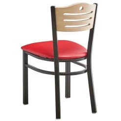 Lancaster Table & Seating Natural Finish Bistro Dining Chair With 1 1/2" Red Padded Seat -Zown Shop 2066028