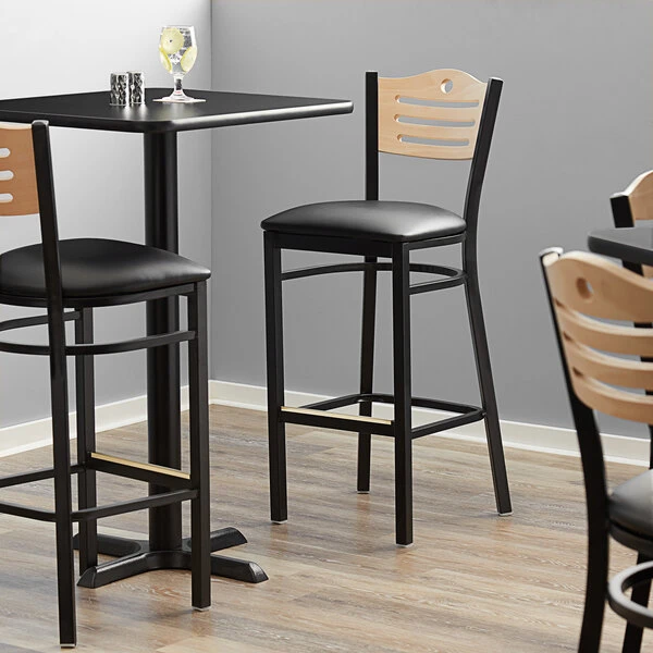 Lancaster Table & Seating Natural Finish Bar Height Bistro Chair With 2" Padded Seat 1 Lancaster Table & Seating Natural Finish Bar Height Bistro Chair With 2" Padded Seat