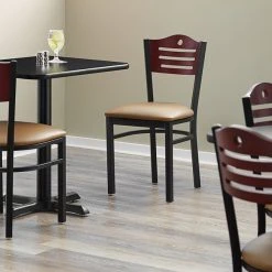 Lancaster Table & Seating Mahogany Finish Bistro Dining Chair With 1 1/2" Light Brown Padded Seat