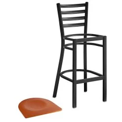 Lancaster Table & Seating Black Finish Ladder Back Bar Stool With Cherry Wood Seat -Zown Shop 2078616