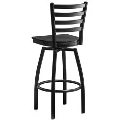 Lancaster Table & Seating Black Finish Ladder Back Swivel Bar Stool With Black Wood Seat 6 Lancaster Table & Seating Black Finish Ladder Back Swivel Bar Stool With Black Wood Seat -Zown Shop 2078738