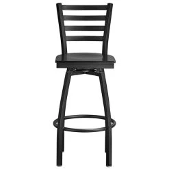 Lancaster Table & Seating Black Finish Ladder Back Swivel Bar Stool With Black Wood Seat 7 Lancaster Table & Seating Black Finish Ladder Back Swivel Bar Stool With Black Wood Seat -Zown Shop 2078739