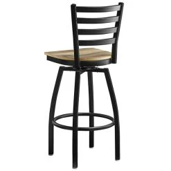 Lancaster Table & Seating Black Finish Ladder Back Swivel Bar Stool With Driftwood Seat 6 Lancaster Table & Seating Black Finish Ladder Back Swivel Bar Stool With Driftwood Seat -Zown Shop 2078744