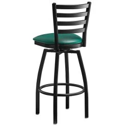 Lancaster Table & Seating Black Finish Ladder Back Swivel Bar Stool With 2 1/2" Green Vinyl Padded Seat 6 Lancaster Table & Seating Black Finish Ladder Back Swivel Bar Stool With 2 1/2" Green Vinyl Padded Seat -Zown Shop 2078762