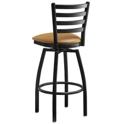 Lancaster Table & Seating Black Finish Ladder Back Swivel Bar Stool With 2 1/2" Light Brown Vinyl Padded Seat -Zown Shop 2078765