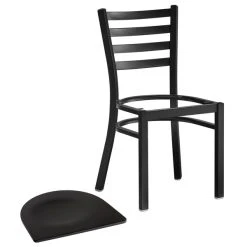 Lancaster Table & Seating Black Finish Ladder Back Chair With Black Wood Seat -Zown Shop 2078789
