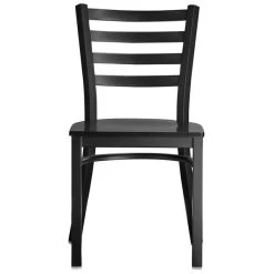 Lancaster Table & Seating Black Finish Ladder Back Chair With Black Wood Seat -Zown Shop 2078792