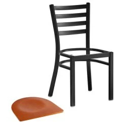 Lancaster Table & Seating Black Finish Ladder Back Chair With Cherry Wood Seat -Zown Shop 2078799