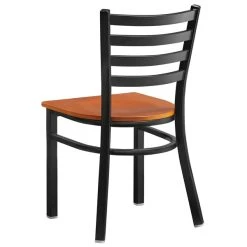 Lancaster Table & Seating Black Finish Ladder Back Chair With Cherry Wood Seat -Zown Shop 2078801