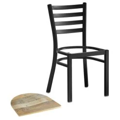 Lancaster Table & Seating Black Finish Ladder Back Chair With Driftwood Seat 8 Lancaster Table & Seating Black Finish Ladder Back Chair With Driftwood Seat -Zown Shop 2078809