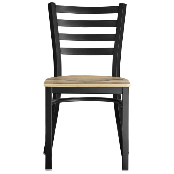 Lancaster Table & Seating Black Finish Ladder Back Chair With Driftwood Seat 5 Lancaster Table & Seating Black Finish Ladder Back Chair With Driftwood Seat - Image 5