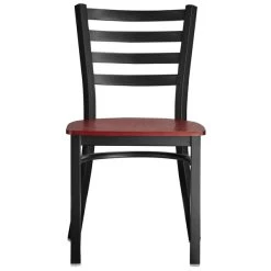 Lancaster Table & Seating Black Finish Ladder Back Chair With Mahogany Wood Seat 9 Lancaster Table & Seating Black Finish Ladder Back Chair With Mahogany Wood Seat -Zown Shop 2078822