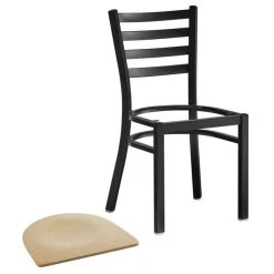 Lancaster Table & Seating Black Finish Ladder Back Chair With Natural Wood Seat -Zown Shop 2078829