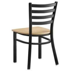 Lancaster Table & Seating Black Finish Ladder Back Chair With Natural Wood Seat -Zown Shop 2078831