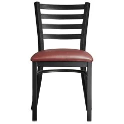 Lancaster Table & Seating Black Finish Ladder Back Chair With 2 1/2" Burgundy Vinyl Padded Seat 9 Lancaster Table & Seating Black Finish Ladder Back Chair With 2 1/2" Burgundy Vinyl Padded Seat -Zown Shop 2078842