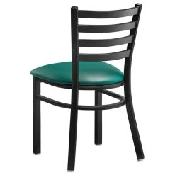Lancaster Table & Seating Black Finish Ladder Back Chair With 2 1/2" Green Vinyl Padded Seat 7 Lancaster Table & Seating Black Finish Ladder Back Chair With 2 1/2" Green Vinyl Padded Seat -Zown Shop 2078871