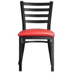 Lancaster Table & Seating Black Finish Ladder Back Chair With 2 1/2" Red Vinyl Padded Seat 9 Lancaster Table & Seating Black Finish Ladder Back Chair With 2 1/2" Red Vinyl Padded Seat -Zown Shop 2078905