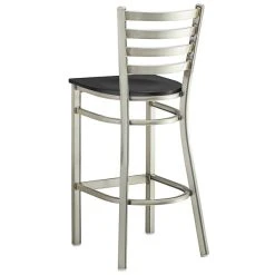 Lancaster Table & Seating Clear Coat Finish Ladder Back Bar Stool With Black Wood Seat -Zown Shop 2079468